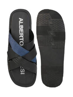 Alberto Torresi 270 Trendy Non Stitched StrapBlue Leather Slippers -Urban Shoes Store 07 2 2