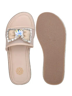 Aberto Torresi Elegant Nude Embellished Slide Sandals – Sparkle With Every Step -Urban Shoes Store 1000 BAIGE 6