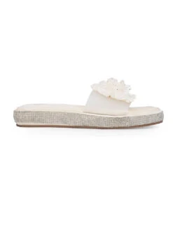 Alberto Torresi White Floral Slide Sandals – Elegant Party Wear With Crystal Detailing -Urban Shoes Store 1001 WHITE 3