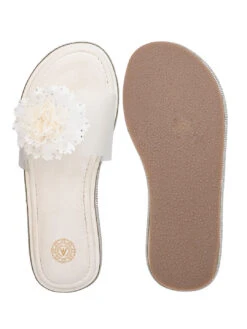 Alberto Torresi White Floral Slide Sandals – Elegant Party Wear With Crystal Detailing -Urban Shoes Store 1001 WHITE 6