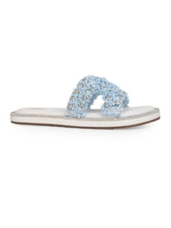 Aberto Torresi Blue Embellished Slide Sandals – Chic Design With Crystal Detailing -Urban Shoes Store 1002 BLUE WHITE 3