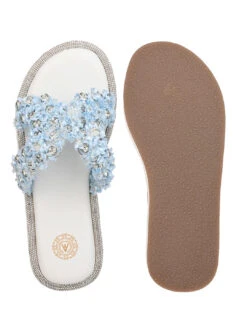Aberto Torresi Blue Embellished Slide Sandals – Chic Design With Crystal Detailing -Urban Shoes Store 1002 BLUE WHITE 6