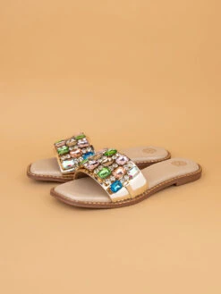 Aberto Torresi Gold Embellished Slide Sandals – Luxe Design With Multicolor Crystals 11 Aberto Torresi Gold Embellished Slide Sandals – Luxe Design With Multicolor Crystals -Urban Shoes Store 1003 MULTI GOLD N 4