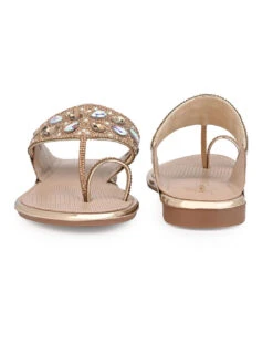 Aberto Torresi Toe-Ring Sandals – Glamorous Party Wear With Crystal Detailing -Urban Shoes Store 1005 GOLD 4