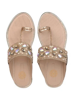 Aberto Torresi Toe-Ring Sandals – Glamorous Party Wear With Crystal Detailing -Urban Shoes Store 1005 GOLD 5