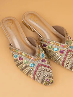 Alberto Torresi Party Wear Synthetic Heels With TPR Sole 12 Alberto Torresi Party Wear Synthetic Heels With TPR Sole -Urban Shoes Store 1006 MULTI GOLD 6