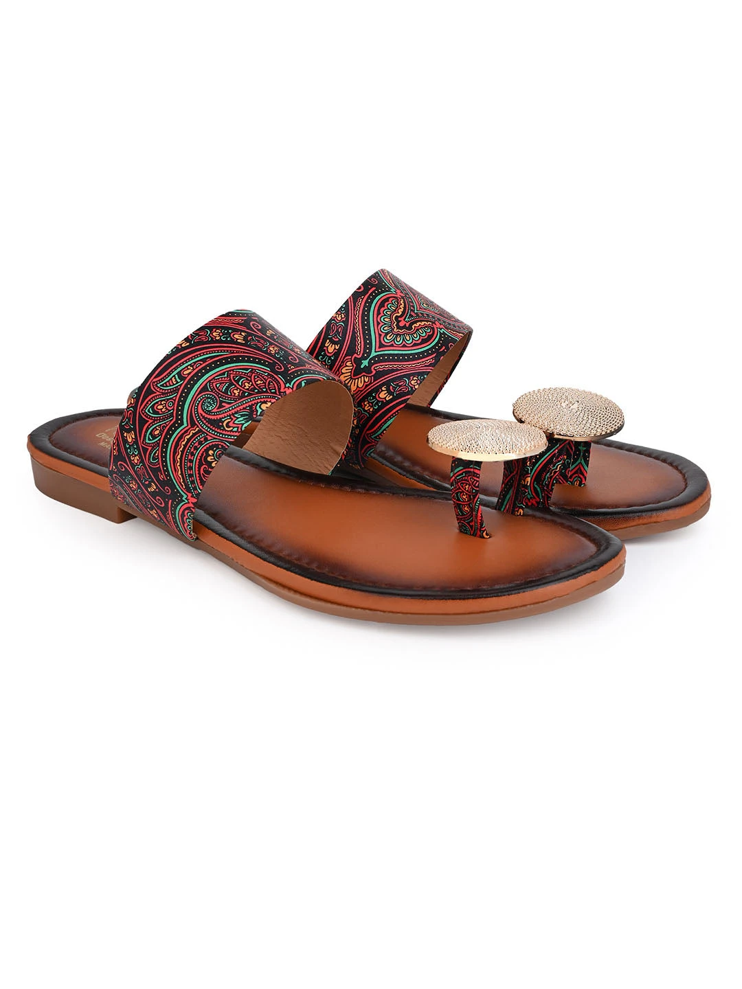 Alberto Torresi Women’s Printed Ethnic Kolhapuri Sandals 2 Alberto Torresi Women’s Printed Ethnic Kolhapuri Sandals - Image 2