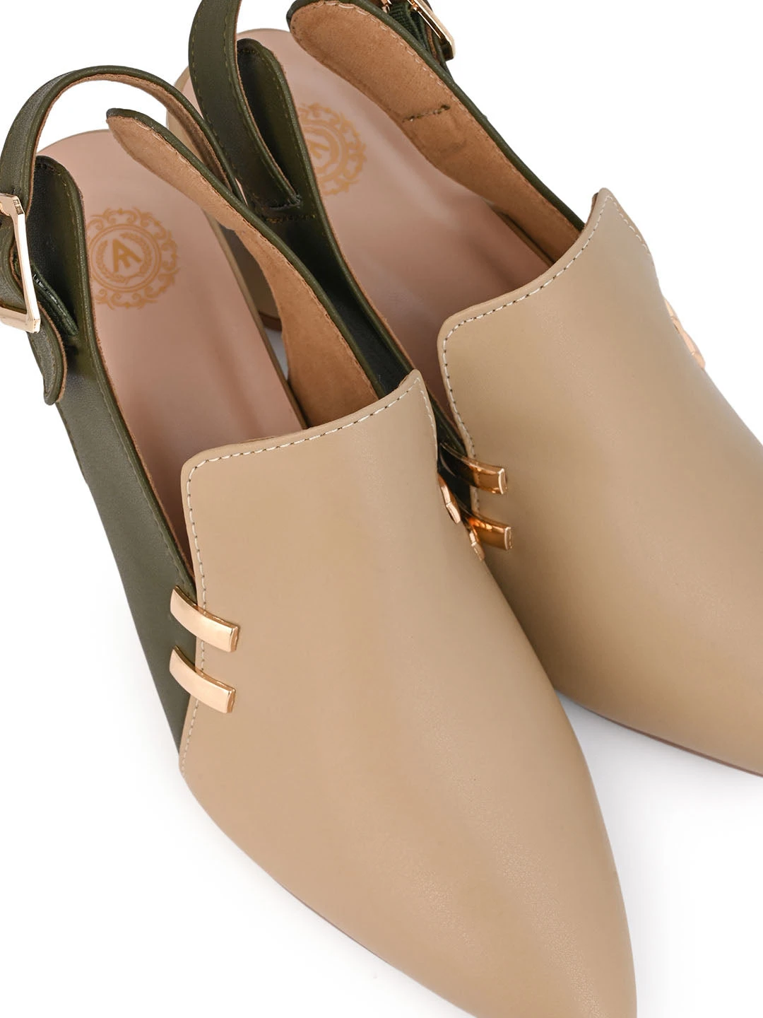 Alberto Torresi Women’s Baige & Olive Slingback Block Heels 7 Alberto Torresi Women’s Baige & Olive Slingback Block Heels - Image 7