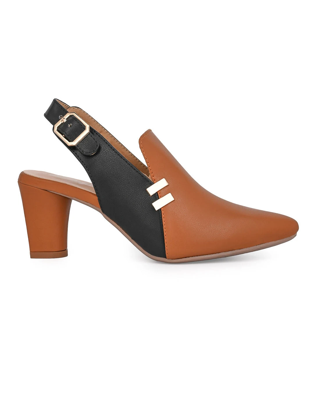 Alberto Torresi Women’s Tan & Black Slingback Block Heels 3 Alberto Torresi Women’s Tan & Black Slingback Block Heels - Image 3