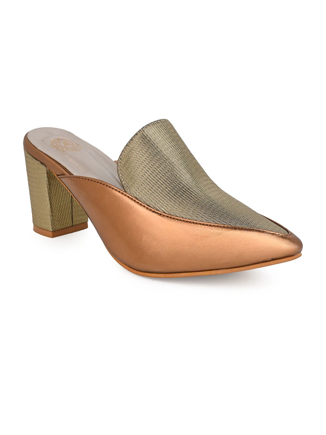Alberto Torresi Women’s Metallic Gold Block Heel Mules 1 Alberto Torresi Women’s Metallic Gold Block Heel Mules