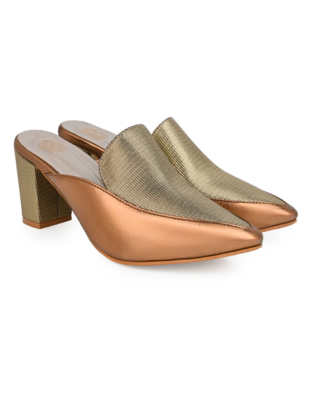 Alberto Torresi Women’s Metallic Gold Block Heel Mules 2 Alberto Torresi Women’s Metallic Gold Block Heel Mules - Image 2
