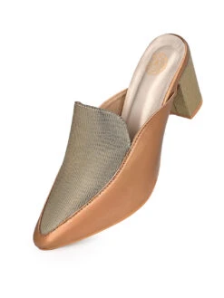 Alberto Torresi Women’s Metallic Gold Block Heel Mules 12 Alberto Torresi Women’s Metallic Gold Block Heel Mules -Urban Shoes Store 1021 BROWN GOLD 5