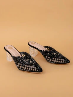 Alberto Torresi Elegant BlackNet Pointed Synthetic Heel