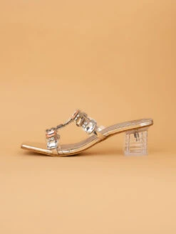 Alberto Torresi Gold-Toned Crystal Ankle-Strap Synthetic Heels -Urban Shoes Store 1025 GOLD 3