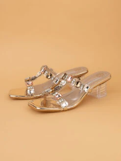Alberto Torresi Gold-Toned Crystal Ankle-Strap Synthetic Heels -Urban Shoes Store 1025 GOLD 5