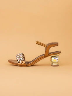 Alberto Torresi Iridescent Stone Embellished Synthetic Heels Sandal -Urban Shoes Store 1026 COPPER 3