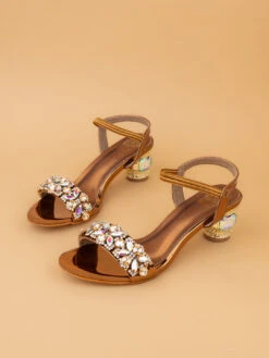 Alberto Torresi Iridescent Stone Embellished Synthetic Heels Sandal -Urban Shoes Store 1026 COPPER 4