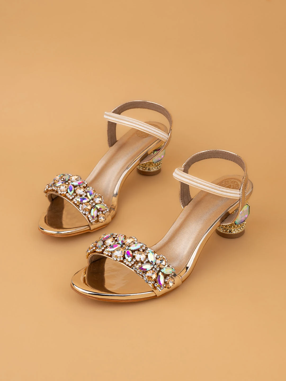 Alberto Torresi Stone Embellished Strap High Fashion Block Synthetic Heel 2 Alberto Torresi Stone Embellished Strap High Fashion Block Synthetic Heel - Image 2