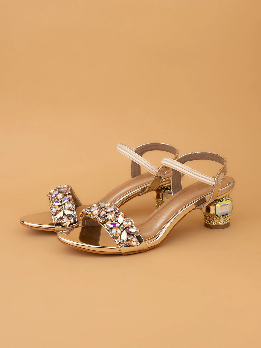 Alberto Torresi Stone Embellished Strap High Fashion Block Synthetic Heel 3 Alberto Torresi Stone Embellished Strap High Fashion Block Synthetic Heel - Image 3