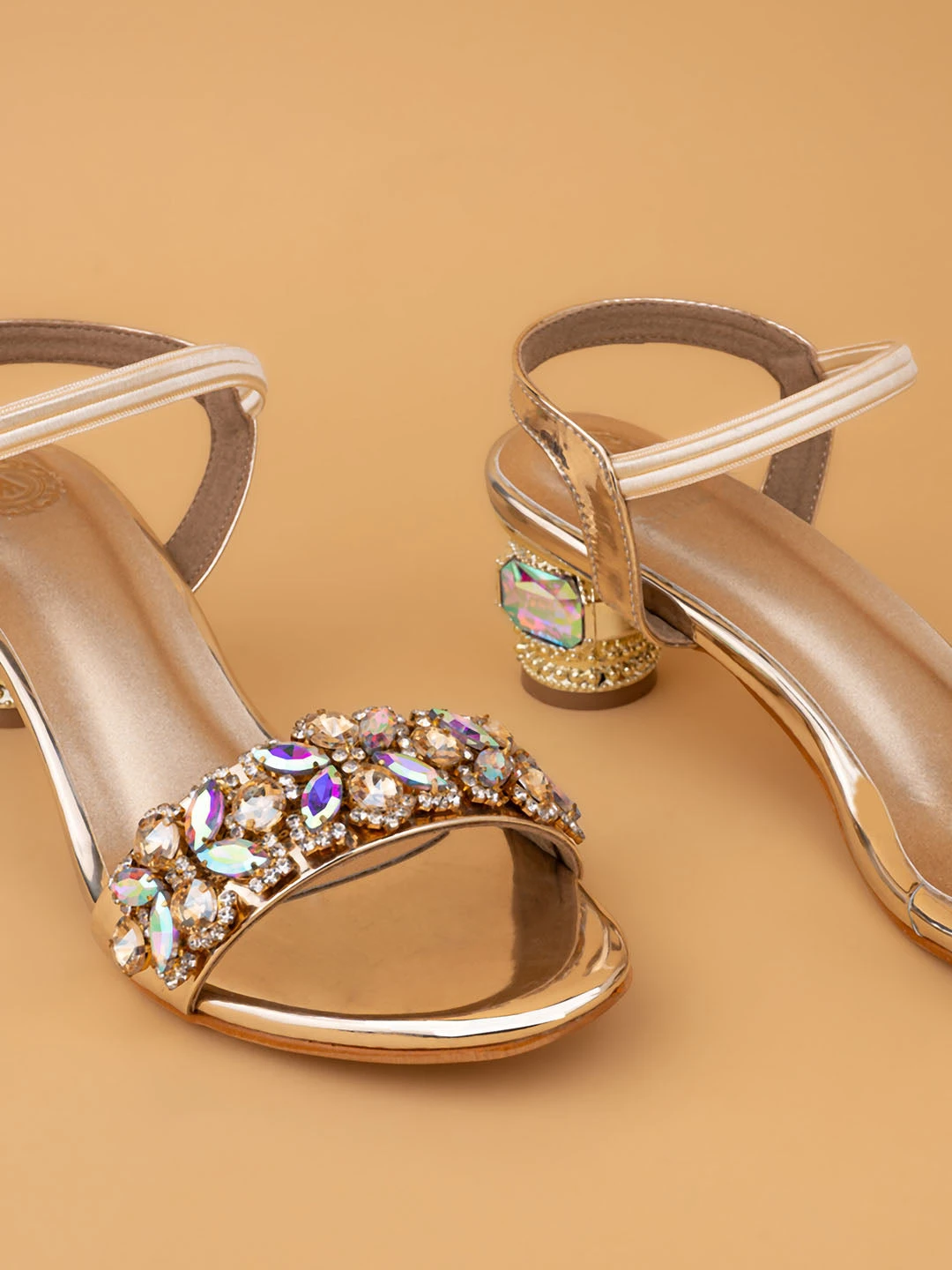 Alberto Torresi Stone Embellished Strap High Fashion Block Synthetic Heel 4 Alberto Torresi Stone Embellished Strap High Fashion Block Synthetic Heel - Image 4