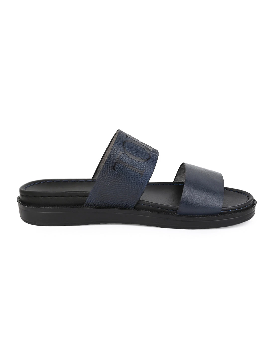 Alberto Torresi PVC Printed Branding Textured Blue Leather Men Slippers 3 Alberto Torresi PVC Printed Branding Textured Blue Leather Men Slippers - Image 3