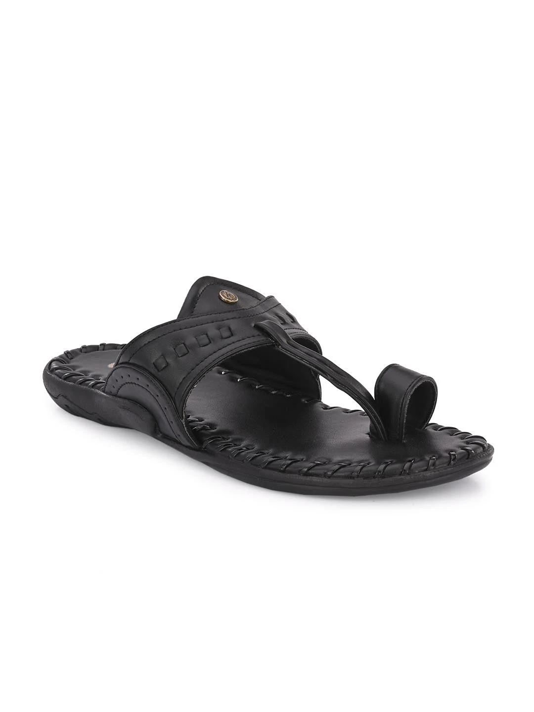 Alberto Torresi Men's Black Kolhapuri Thong Slipper 2 Alberto Torresi Men's Black Kolhapuri Thong Slipper - Image 2