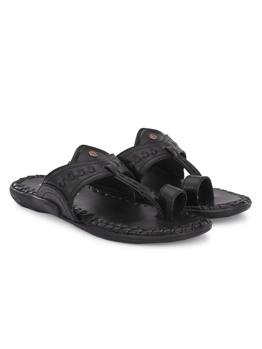 Alberto Torresi Men's Black Kolhapuri Thong Slipper 3 Alberto Torresi Men's Black Kolhapuri Thong Slipper - Image 3