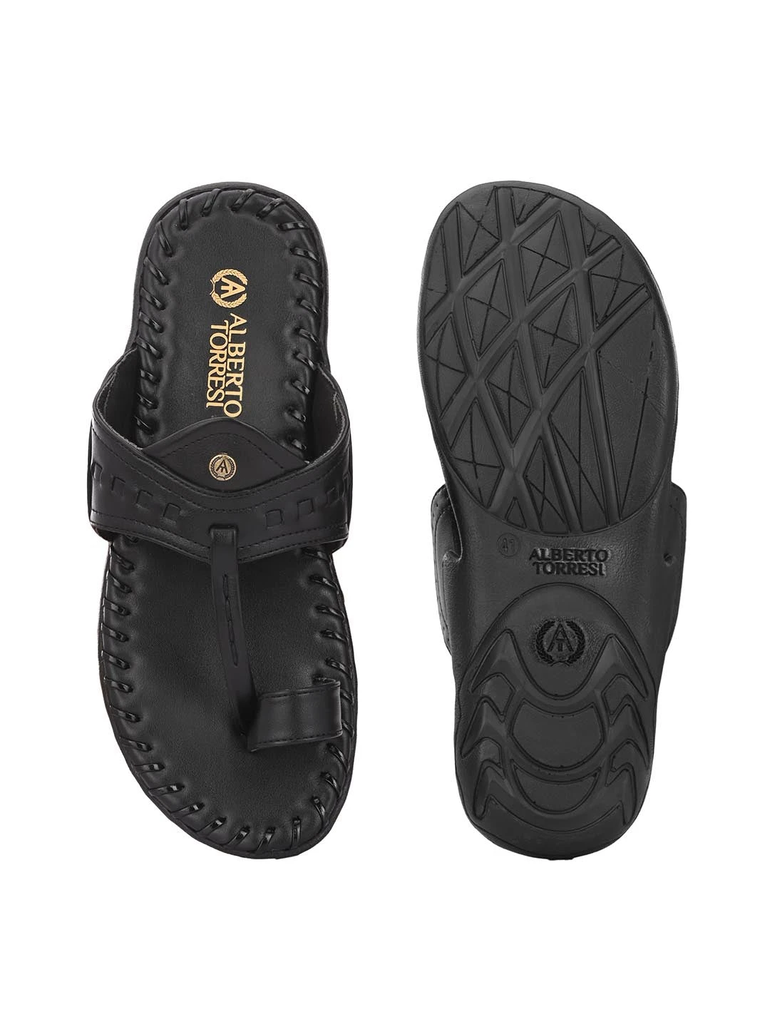 Alberto Torresi Men's Black Kolhapuri Thong Slipper 8 Alberto Torresi Men's Black Kolhapuri Thong Slipper - Image 8