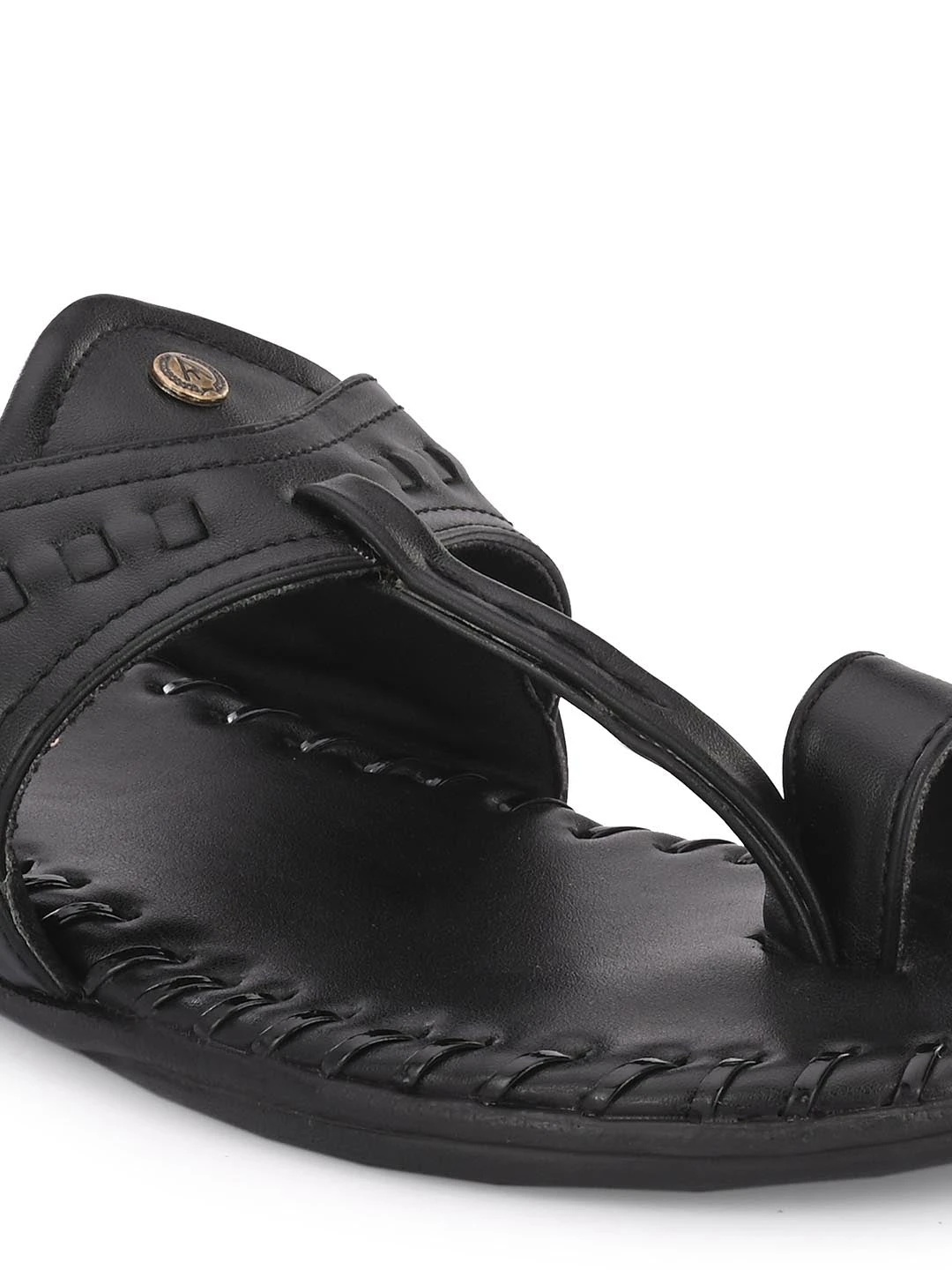 Alberto Torresi Men's Black Kolhapuri Thong Slipper 9 Alberto Torresi Men's Black Kolhapuri Thong Slipper - Image 9