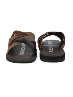 Alberto Torresi 272 Trendy Non Stitched Strap Black Leather Slippers -Urban Shoes Store 59272 BLACK CROCO 5