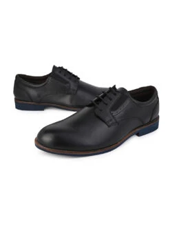 Alberto Torresi Horwik Series Black Crust Leather Plain Lace-up -Urban Shoes Store 66706 BLACK 4