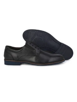 Alberto Torresi Horwik Series Black Crust Leather Plain Lace-up -Urban Shoes Store 66706 BLACK 5