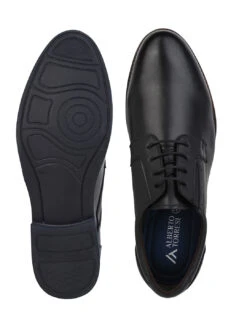 Alberto Torresi Horwik Series Black Crust Leather Plain Lace-up -Urban Shoes Store 66706 BLACK 6