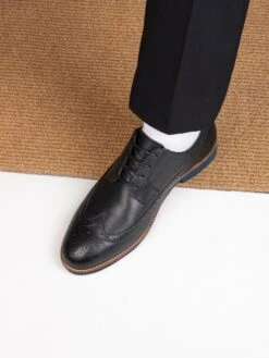 Alberto Torresi Horwik Series Black Mild Leather Brogue Shoe -Urban Shoes Store 66707 BLACK