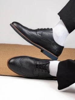 Alberto Torresi Horwik Series Black Mild Leather Brogue Shoe -Urban Shoes Store 66707 BLACK 3