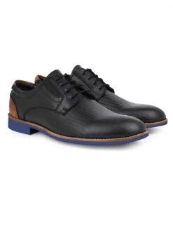 Alberto Torresi Horwik Series 708 Black Textured Leather Derby Shoe -Urban Shoes Store 66708 BLACK 2