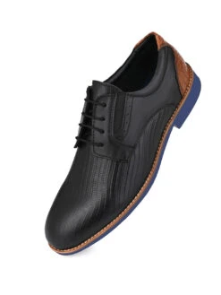 Alberto Torresi Horwik Series 708 Black Textured Leather Derby Shoe -Urban Shoes Store 66708 BLACK 4