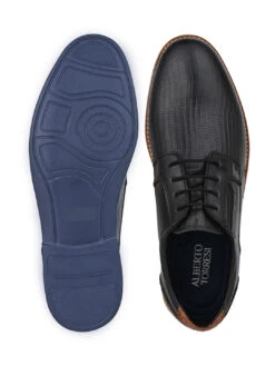 Alberto Torresi Horwik Series 708 Black Textured Leather Derby Shoe -Urban Shoes Store 66708 BLACK 6