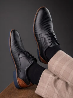 Alberto Torresi Horwik Series 708 Black Textured Leather Derby Shoe
