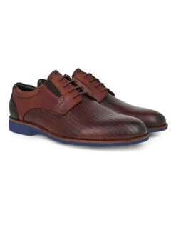 Alberto Torresi Horwik Series 708 Brown Textured Leather Derby Shoe -Urban Shoes Store 66708 BROWN 2