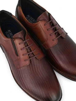 Alberto Torresi Horwik Series 708 Brown Textured Leather Derby Shoe -Urban Shoes Store 66708 BROWN 7