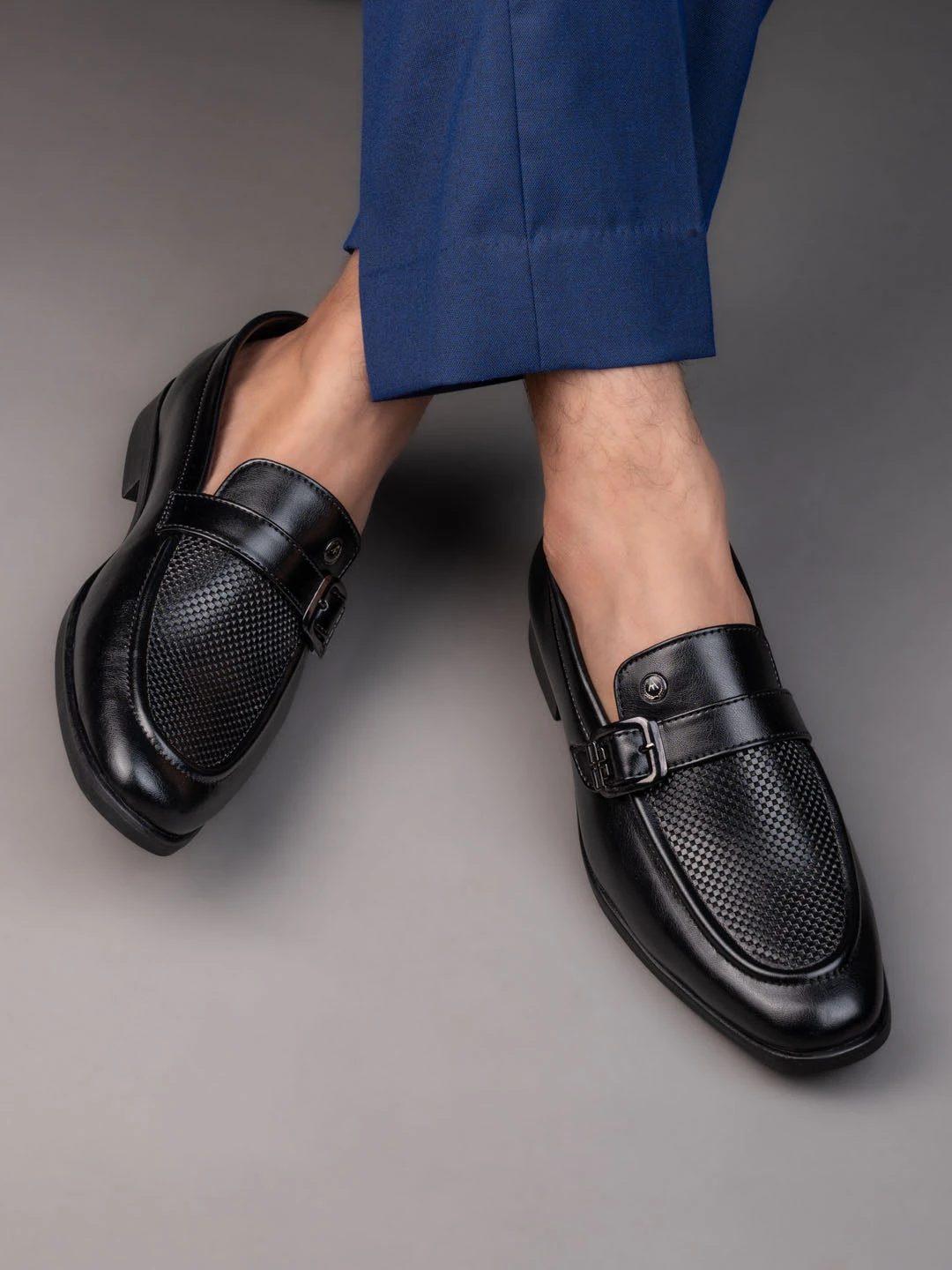 Alberto Torresi Office Edition Black Faux Leather Monk Slip On 801 1 Alberto Torresi Office Edition Black Faux Leather Monk Slip On 801
