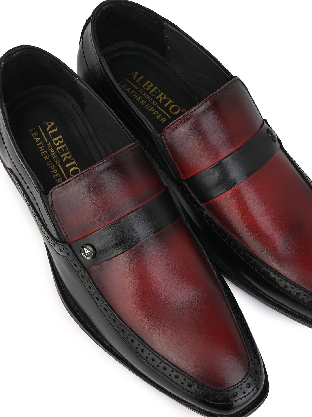 Alberto Torresi Genuine Leather Black-Bordo Slipon Formal Shoes 8 Alberto Torresi Genuine Leather Black-Bordo Slipon Formal Shoes - Image 8