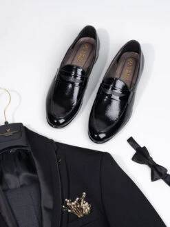 Alberto Torresi Nancy Penny Black Patent Saddle Loaffer