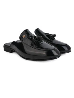 Alberto Torresi Black Tassel Patent Mule -Urban Shoes Store 66938 BLACK 4