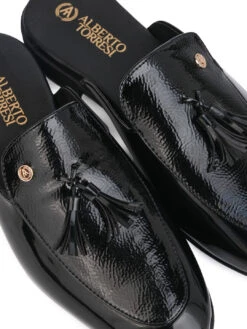 Alberto Torresi Black Tassel Patent Mule -Urban Shoes Store 66938 BLACK 7