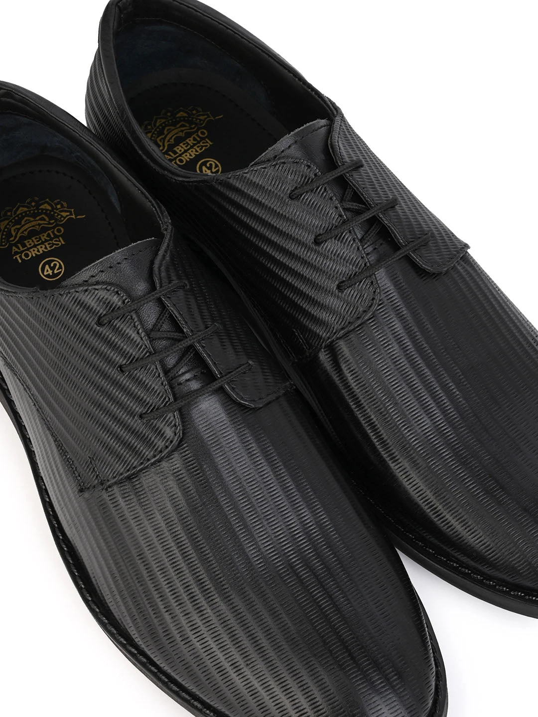 Alberto Torresi Textured Black Leather Office/ Dress Formal Derby Shoes 5 Alberto Torresi Textured Black Leather Office/ Dress Formal Derby Shoes - Image 5