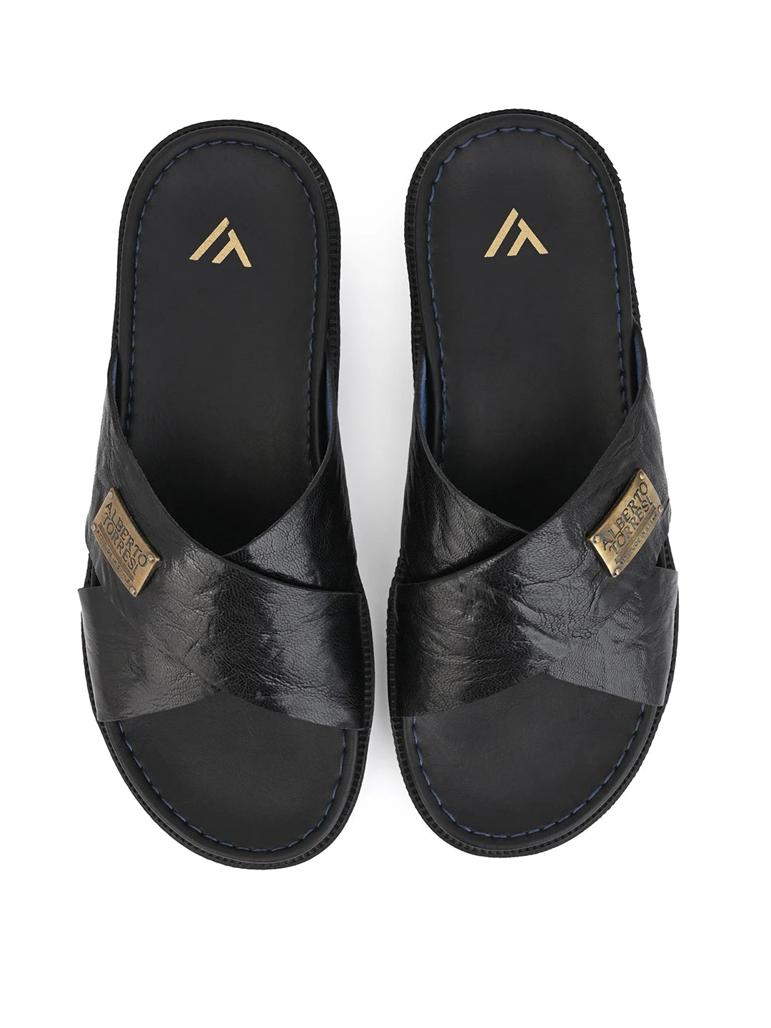 Alberto Torresi Barleta Black Leather Men Slippers 6 Alberto Torresi Barleta Black Leather Men Slippers - Image 6