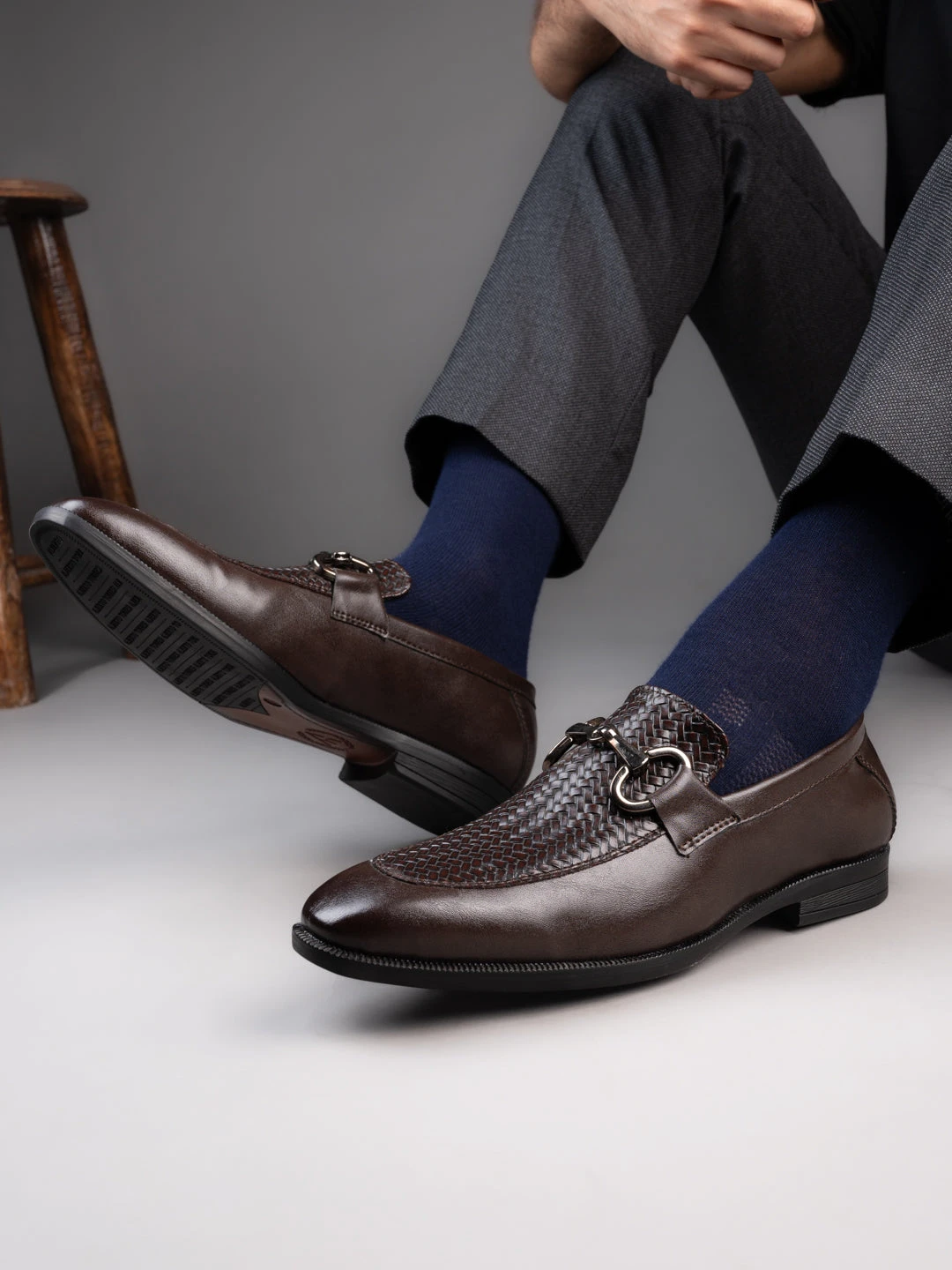 Premium Branded Horsebit Formal Synthetic Loafer With Tpr Sole And Heel Support