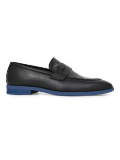 Alberto Torresi Hungary Series 610 Branded Sole Saddle Black Loafers 11 Alberto Torresi Hungary Series 610 Branded Sole Saddle Black Loafers -Urban Shoes Store 88610 BLACK BLUE 3